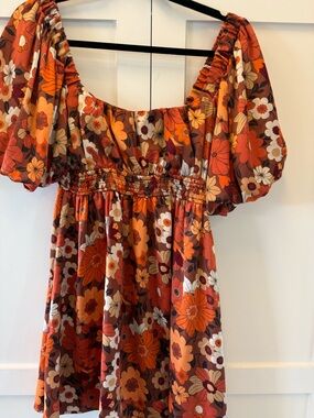 AS Floral Puff Sleeve Mini Dress